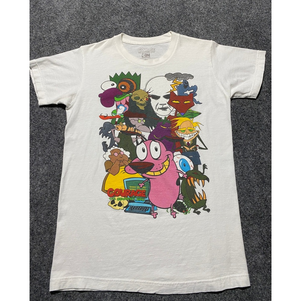 Courage the Cowardly Dog T Shirt Small White Cartoon Network Villain Mashup Tee
